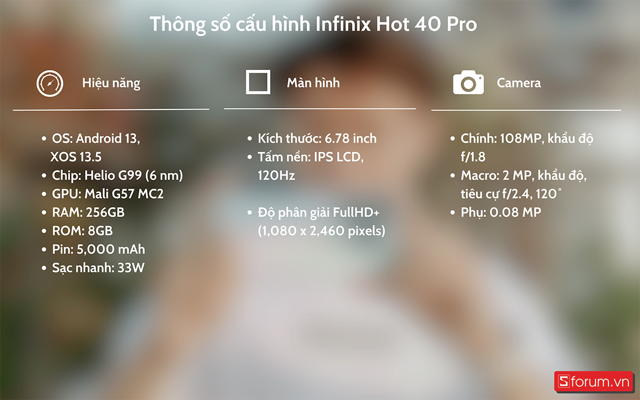 Thông số cấu hình Infinix Hot 40 Pro