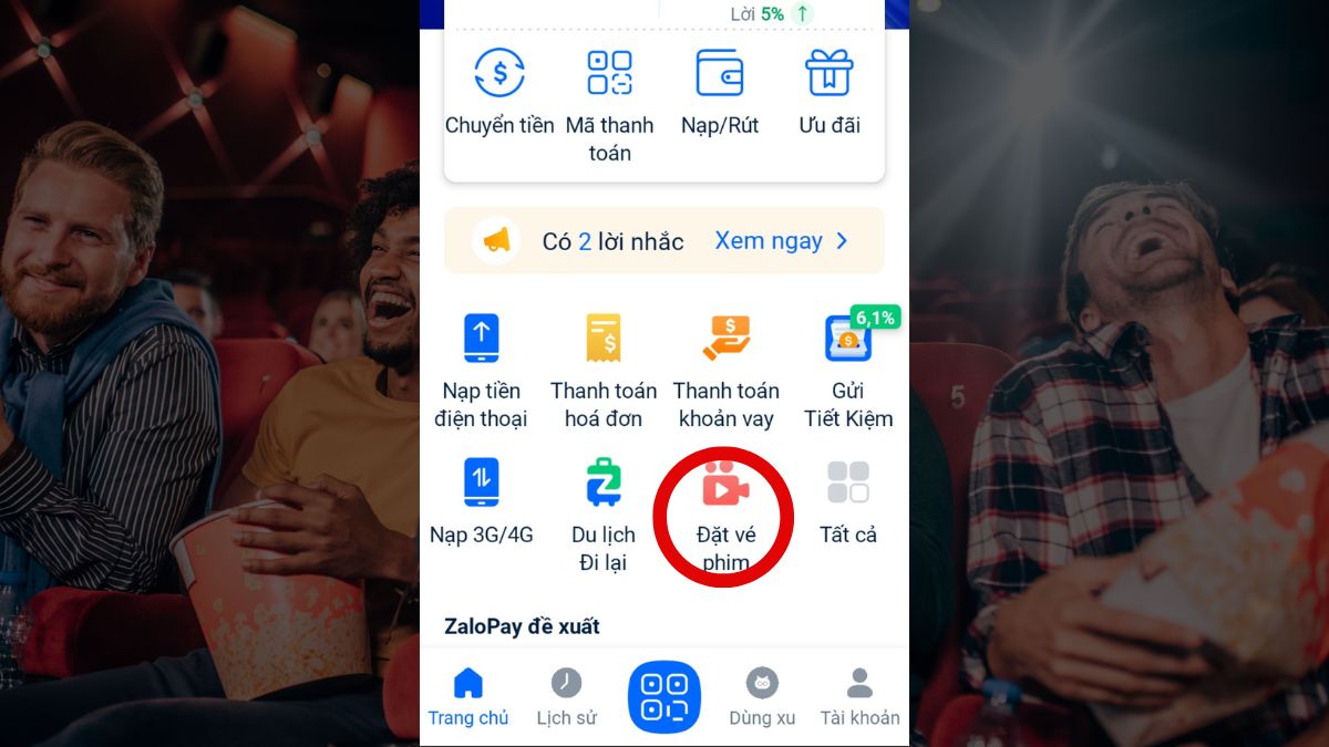 Chọn Đặt vé phim
