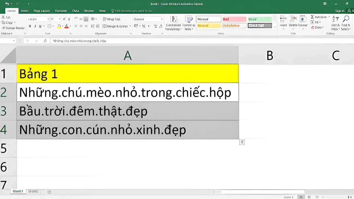 Cách bỏ dấu chấm trong Excel bằng công cụ Find & Replace bước 1