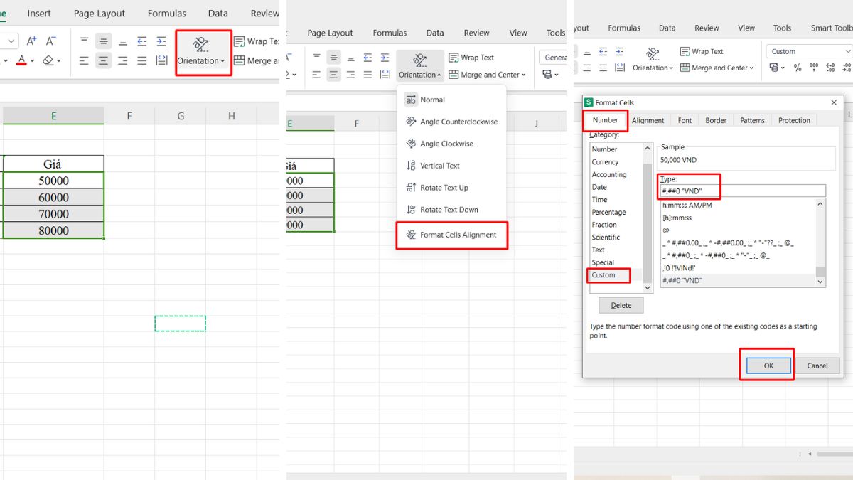 Định dạng tiền VND trong Excel