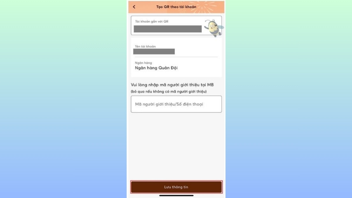 Nhập thông tin theo yêu cầu
