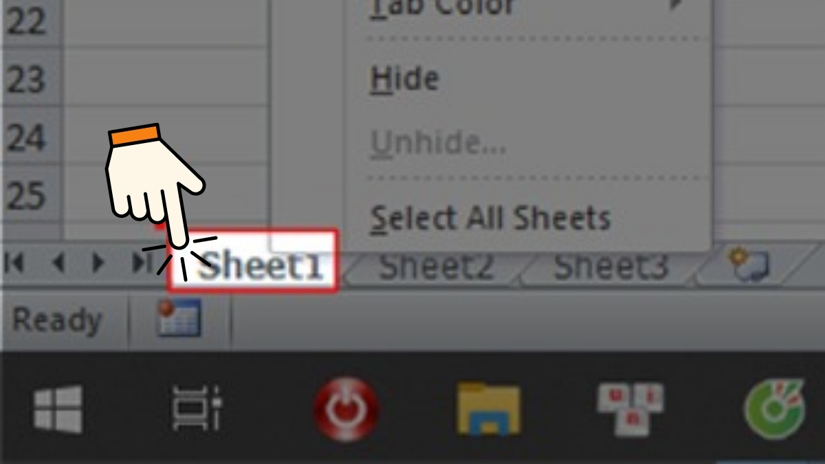 Nhấp chuột phải vào sheet mà bạn muốn mở khóa