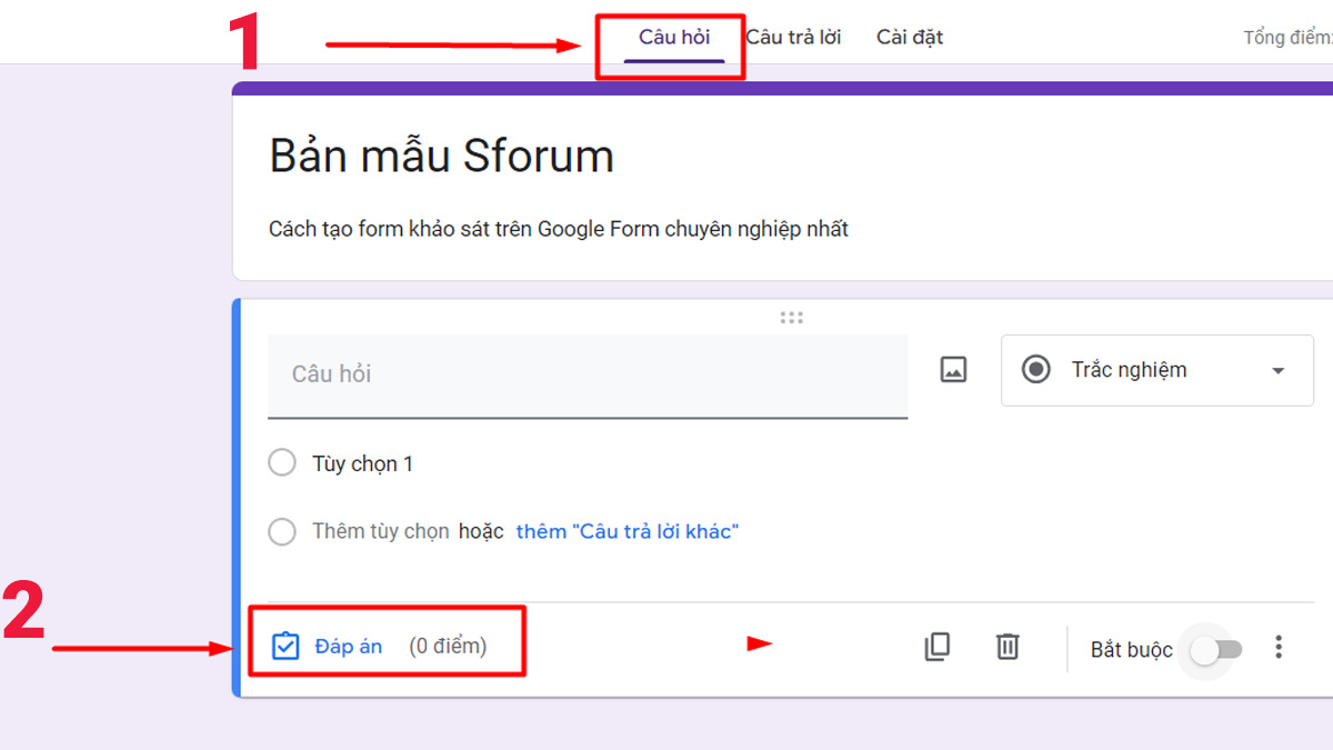 Cách chấm điểm câu trả lời trong form khảo sát bước 3