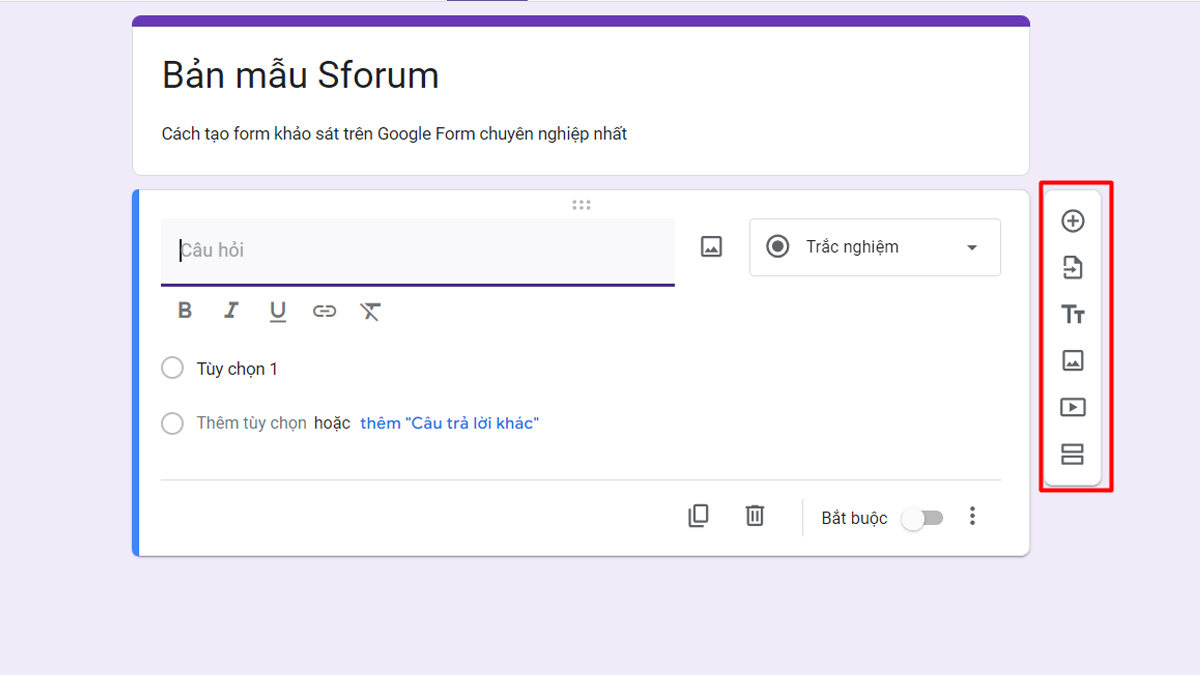 Cách tạo form khảo sát trên Google Form Biểu Mẫu bước 6