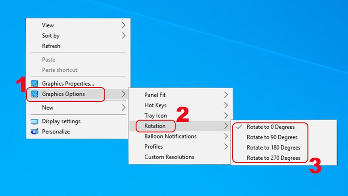Cách xoay màn hình máy tính bằng Graphics Options