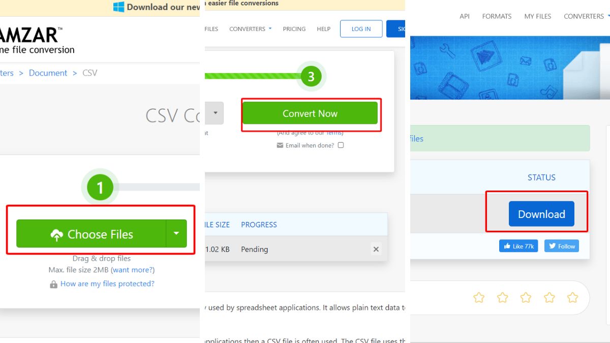 Cách chuyển định dạng CSV qua Excel bằng Zamzar