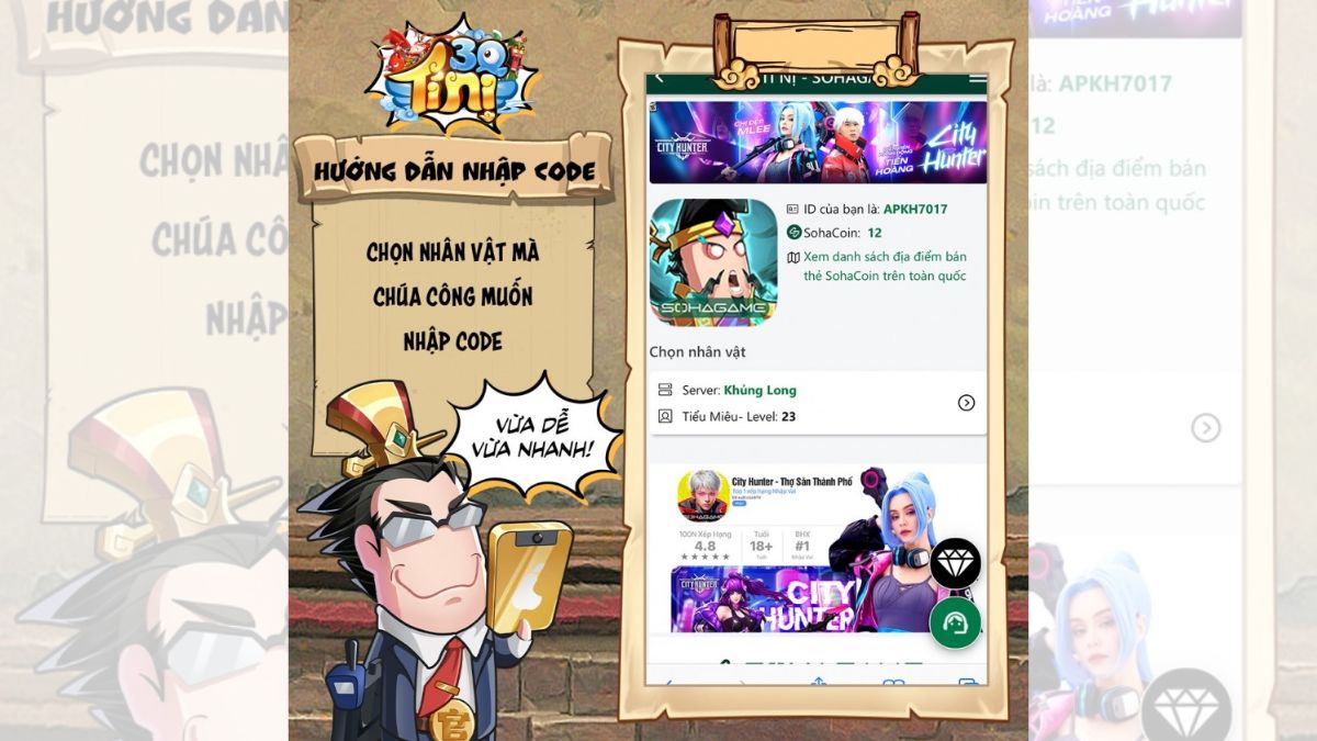 Hướng dẫn cách nhập code 3Q Tí Nịbước 2