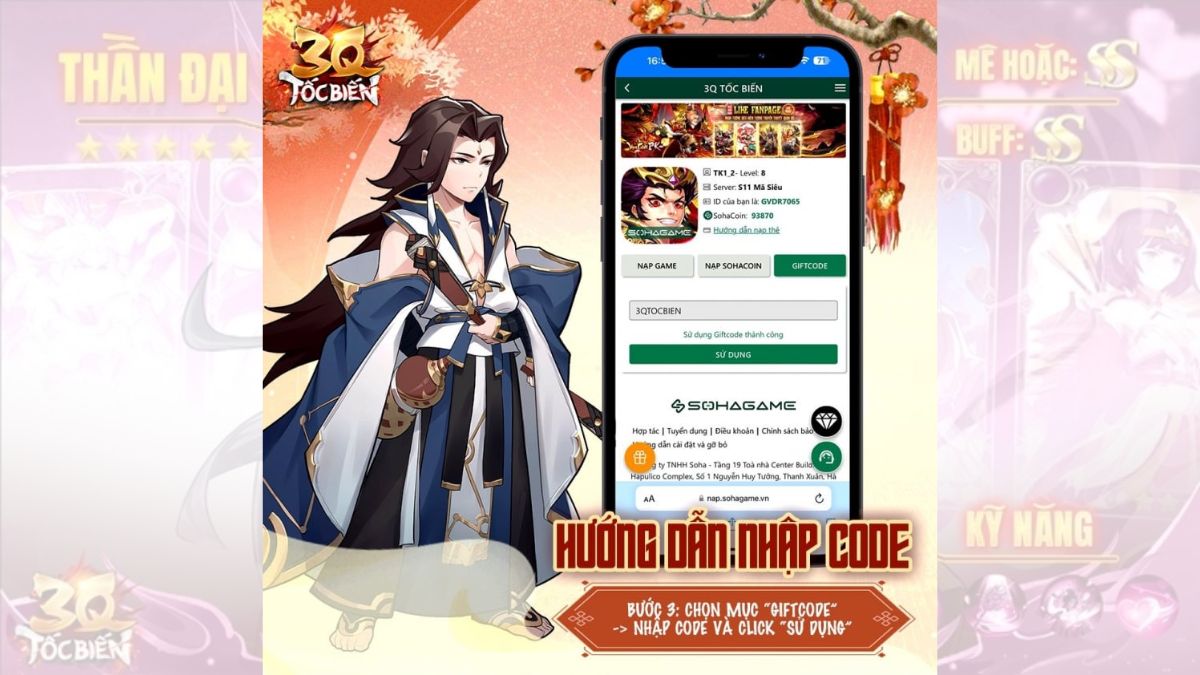 Hướng d3ẫn cách nhập code 3Q Tốc Biến bước 