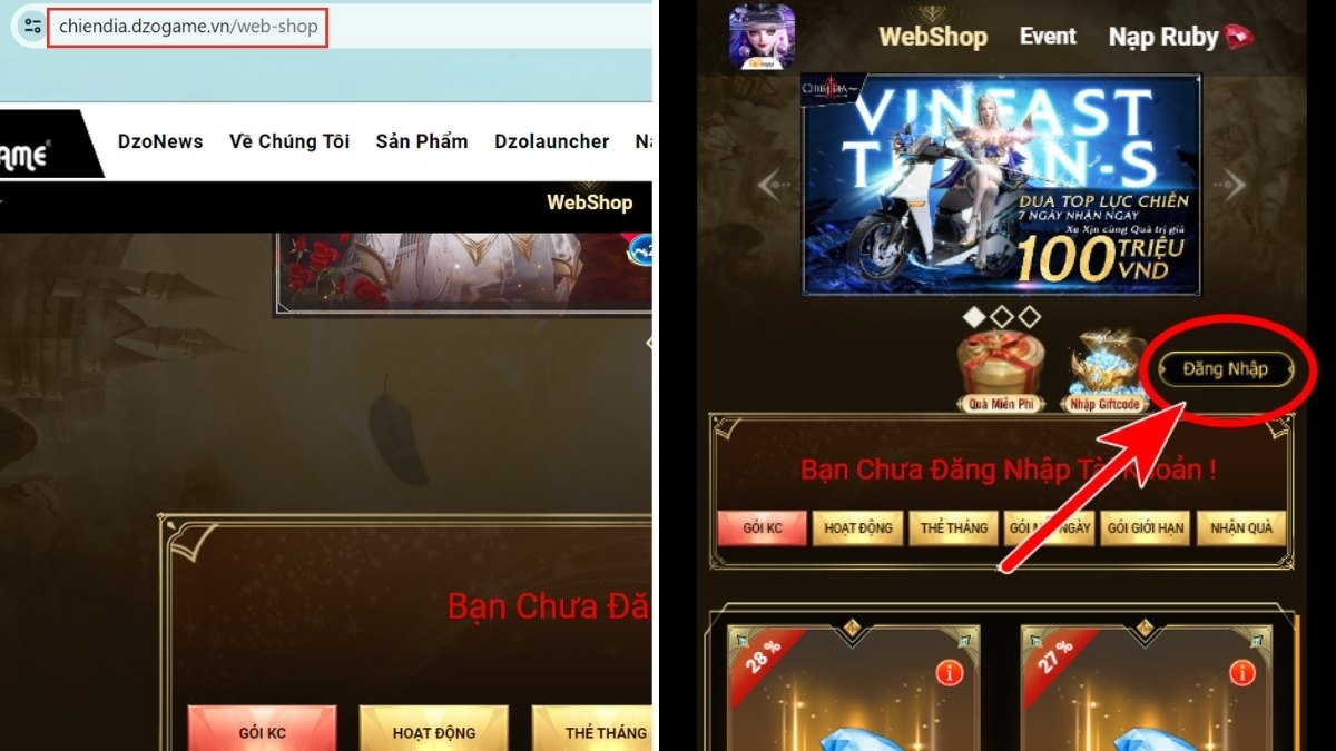 Hướng dẫn cách nhập code Chiến địa mobile bước 1