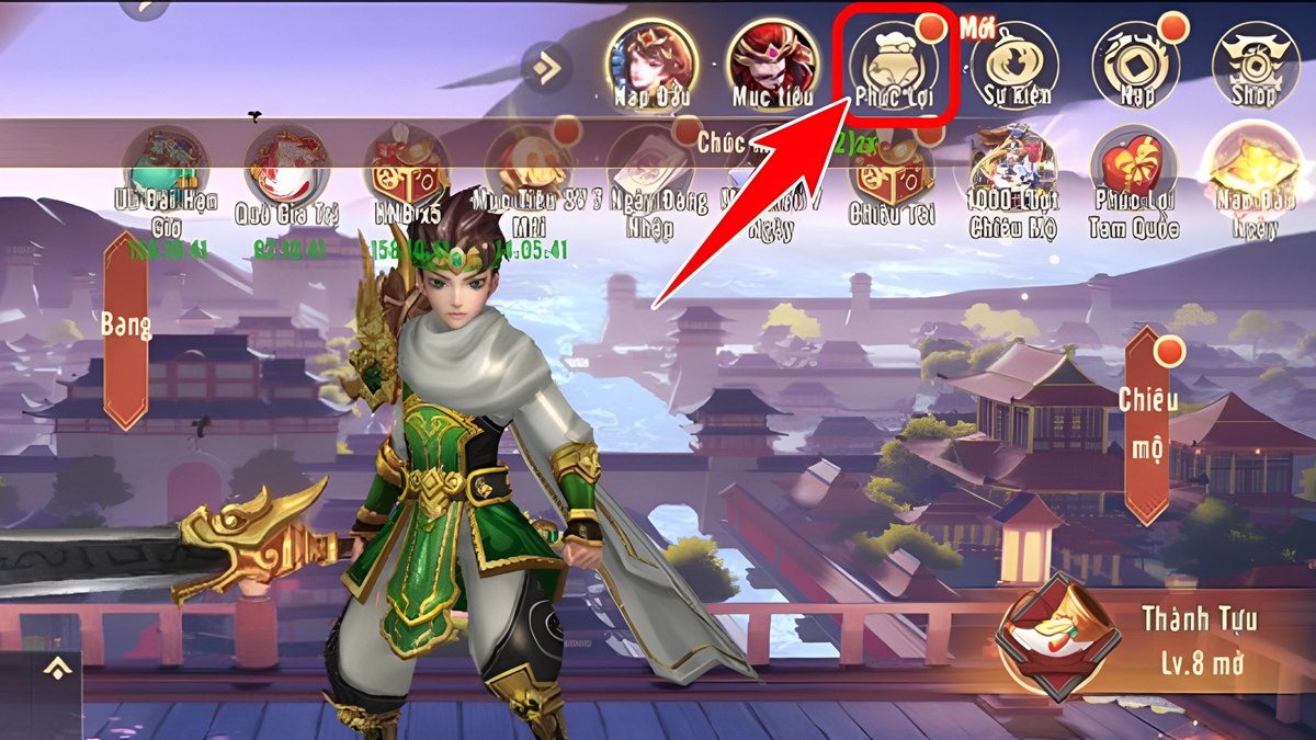 Hướng dẫn cách nhập code Mãnh Tướng Xuất Chiến bước 1