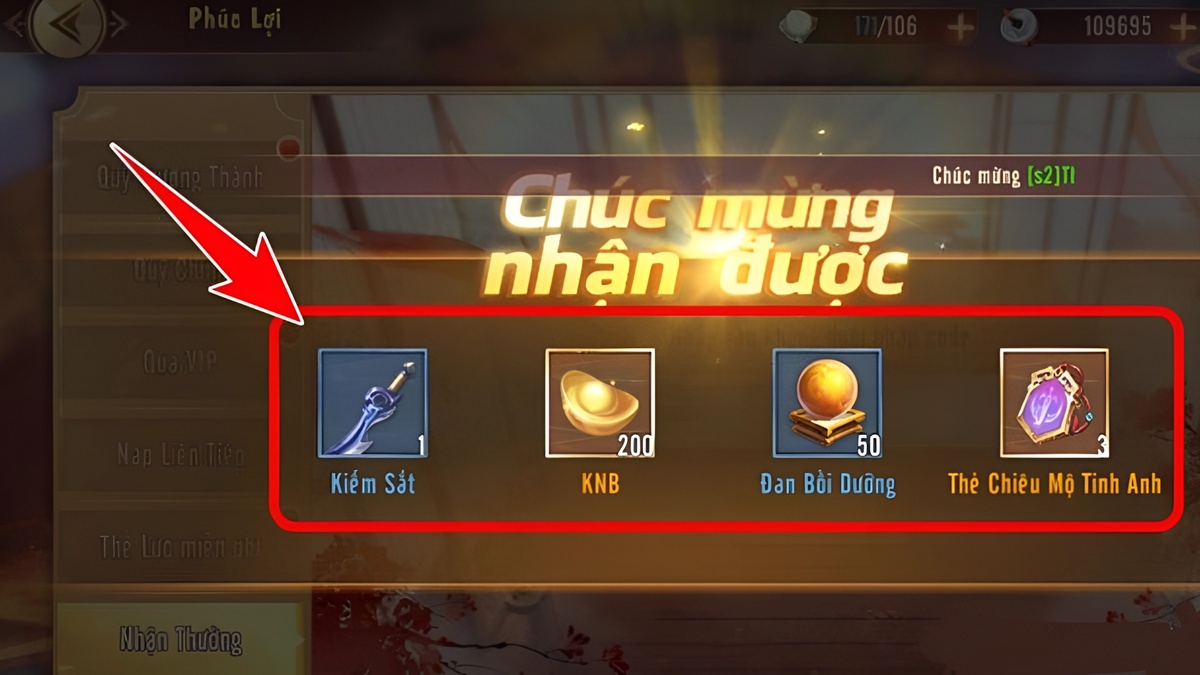 Hướng dẫn cách nhập code Mãnh Tướng Xuất Chiến bước 3