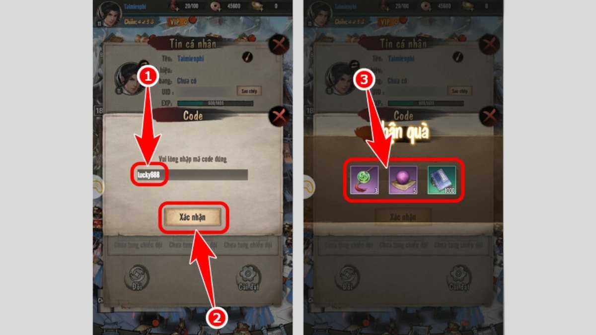 Cách nhập code Tân Ỷ Thiên Đồ Long Ký Mobile bước 3