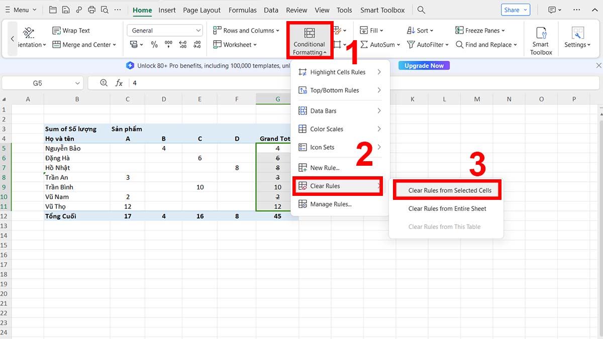 Hướng dẫn bỏ gạch ngang chữ bằng Conditional Formatting