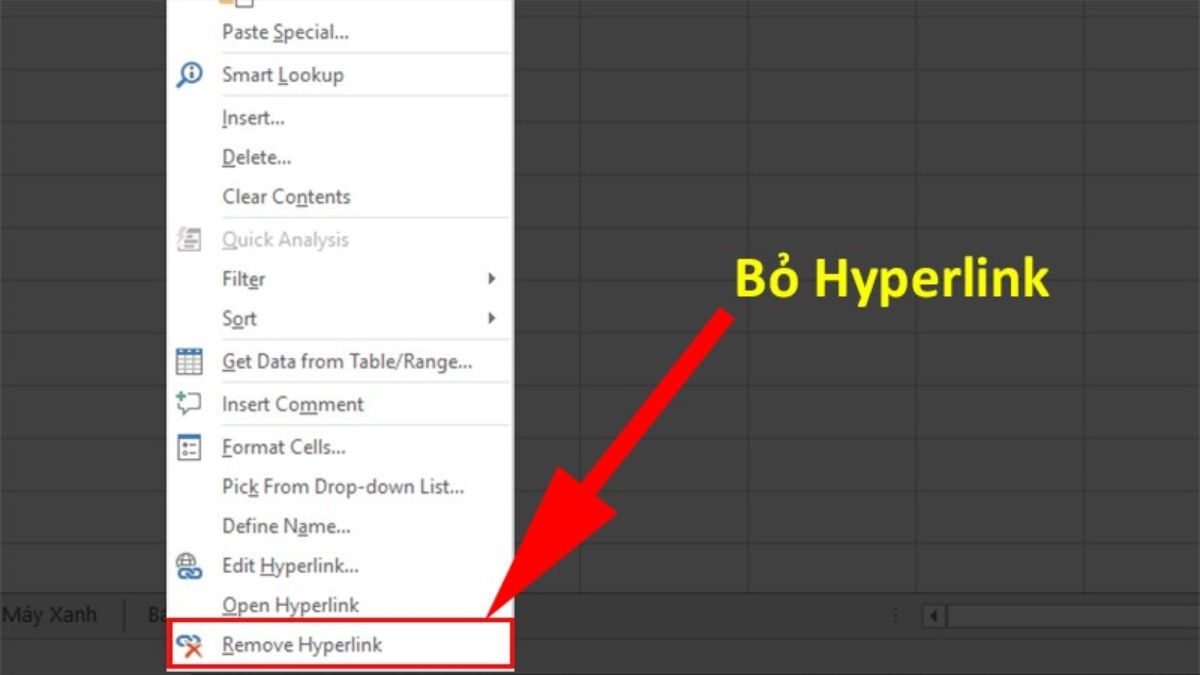 Cách xóa bỏ Hyperlink trong Excel