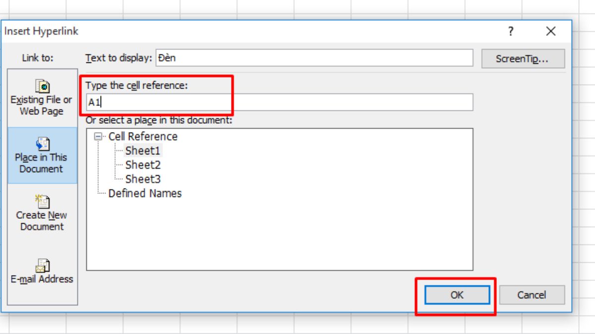 Tạo hyperlink liên kết sheet có sẵnbước 3