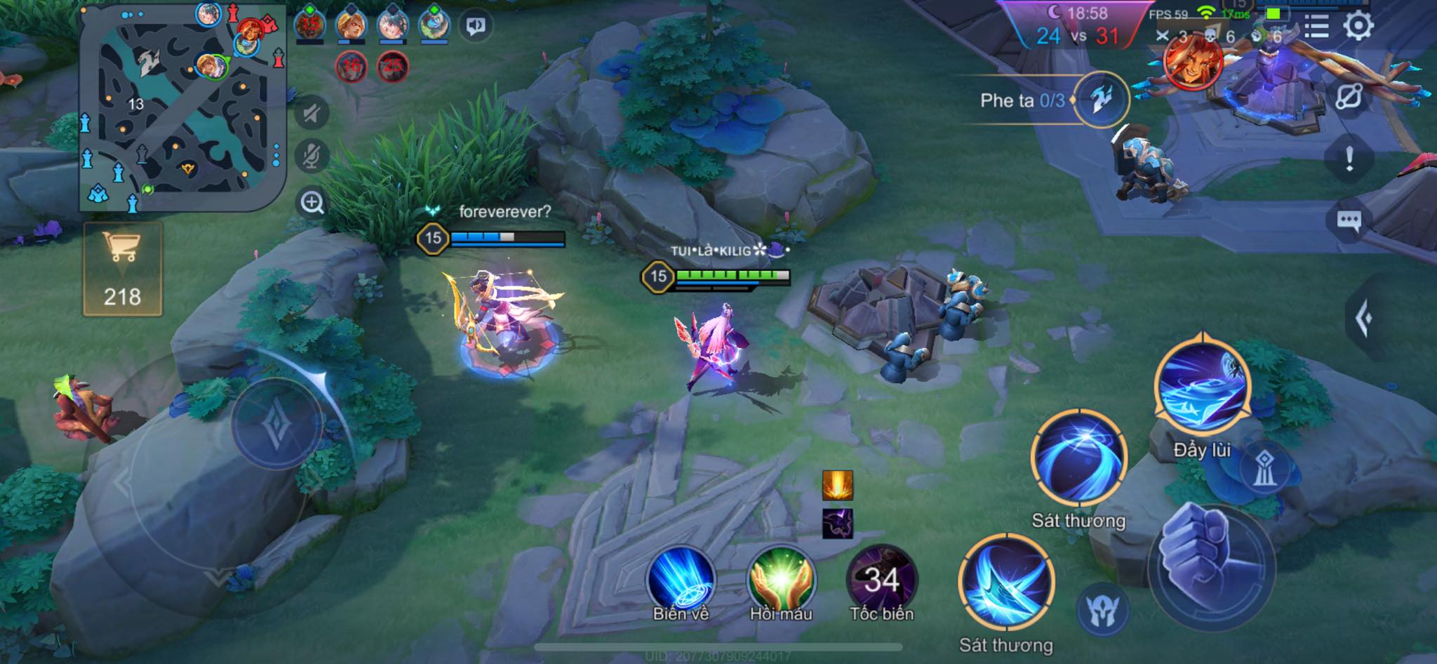 Đi Mid cuối game nên di chuyển cùng AD