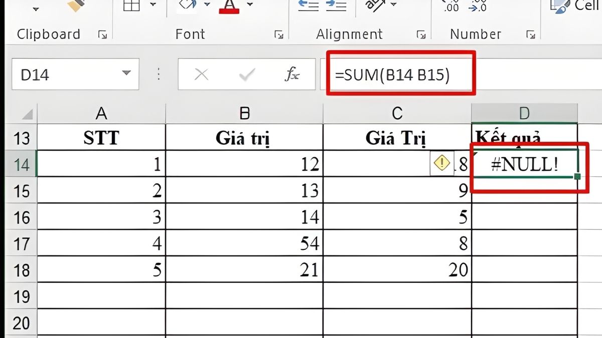 Cách khắc lỗi #NULL! trong Excel hiệu quả