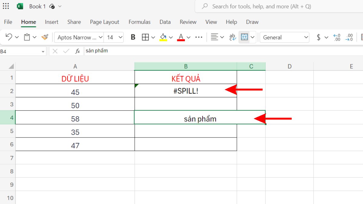 Làm thế nào để phân biệt giữa lỗi SPILL và các lỗi khác trong Excel?