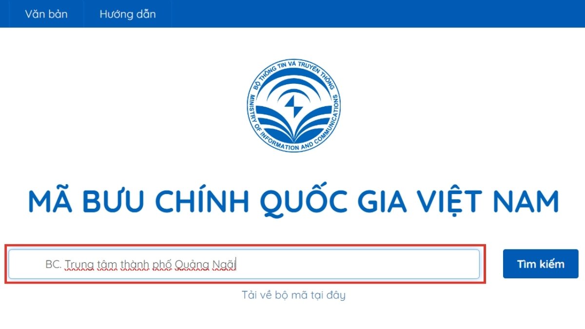 Cách tra cứu mã bưu chính Quảng Ngãi online bước 2
