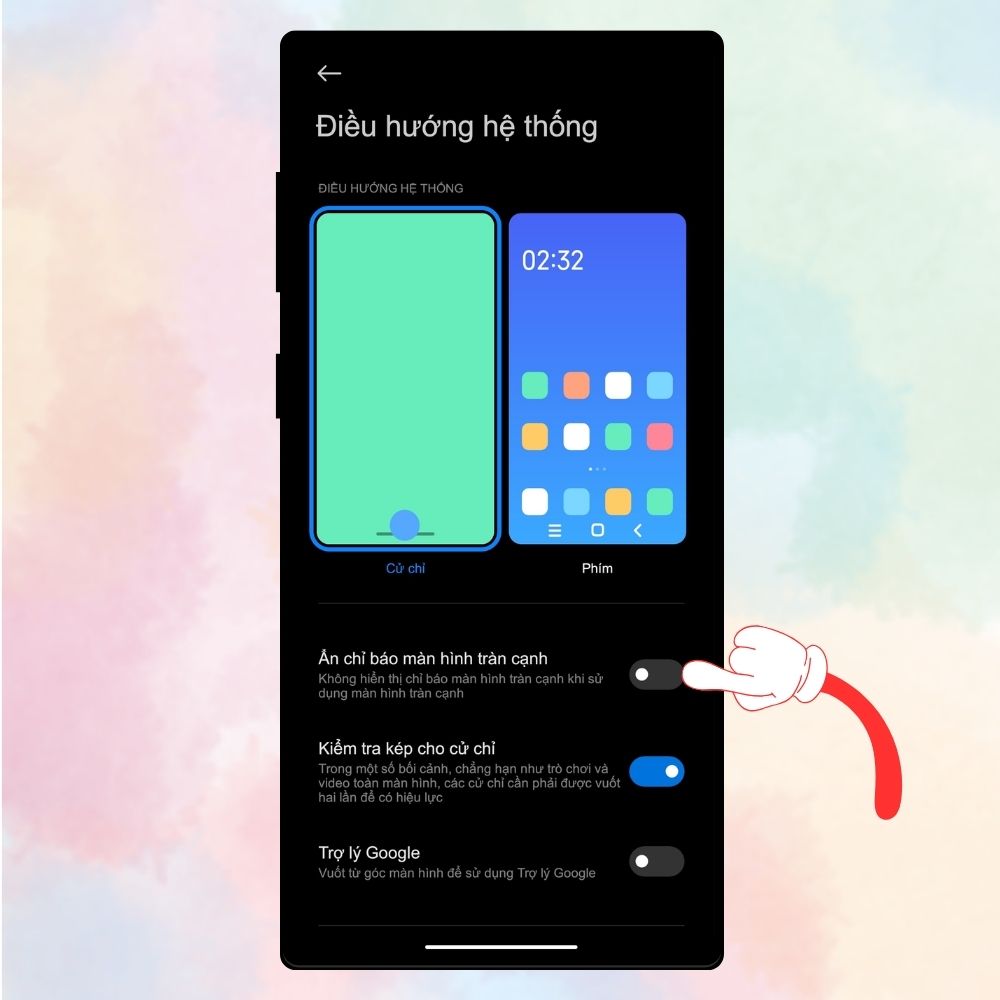 Cách tắt  ẩn thanh điều hướng Xiaomi 3
