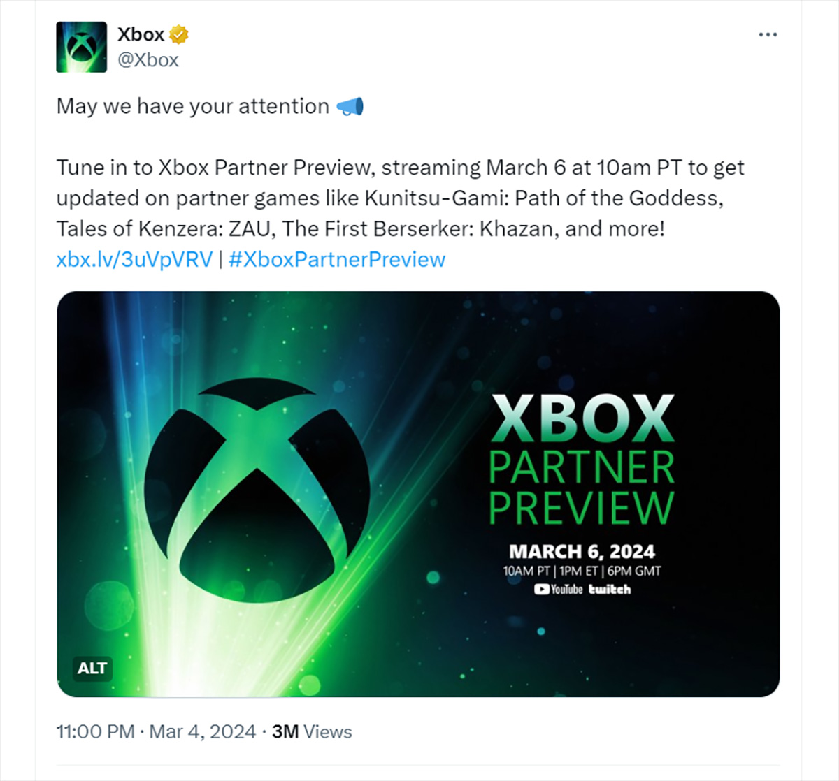 Microsoft công bố sự kiện Xbox Partner Preview giới thiệu game của các hãng đối tác