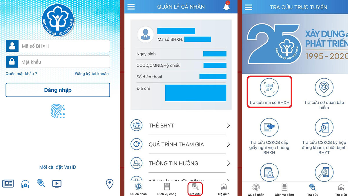 Tra cứu Bảo hiểm xã hội, BHYT trên ứng dụng VssID