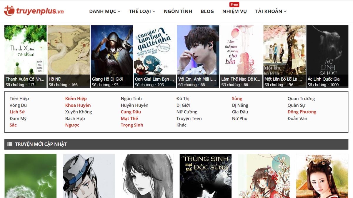 Web đọc sách free Truyenplus.vn