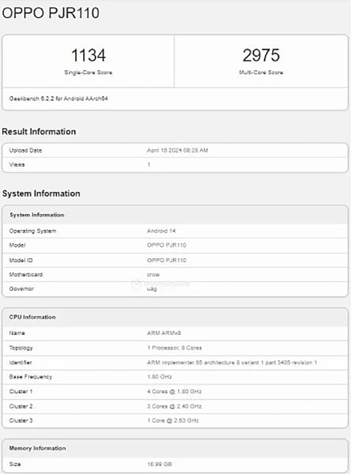 Điện thoại lộ hiệu năng khá tốt trên Geekbench