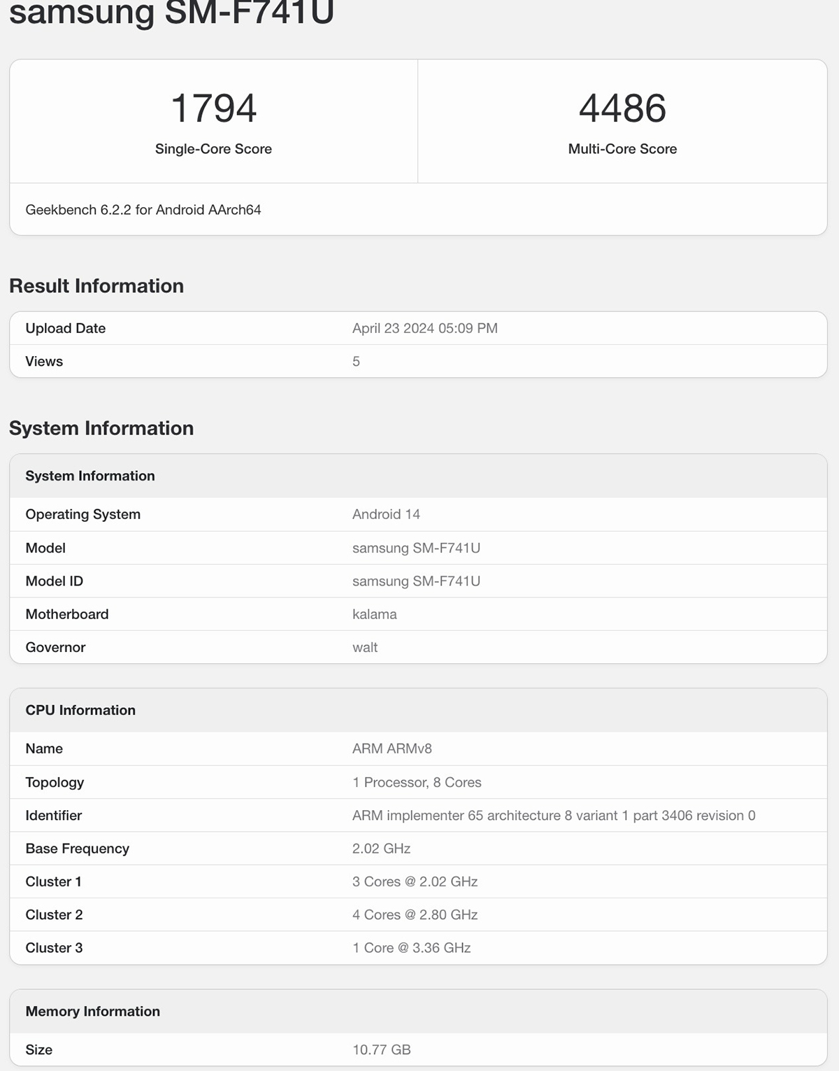 Galaxy Z Flip6 xuất hiện trên Geekbench