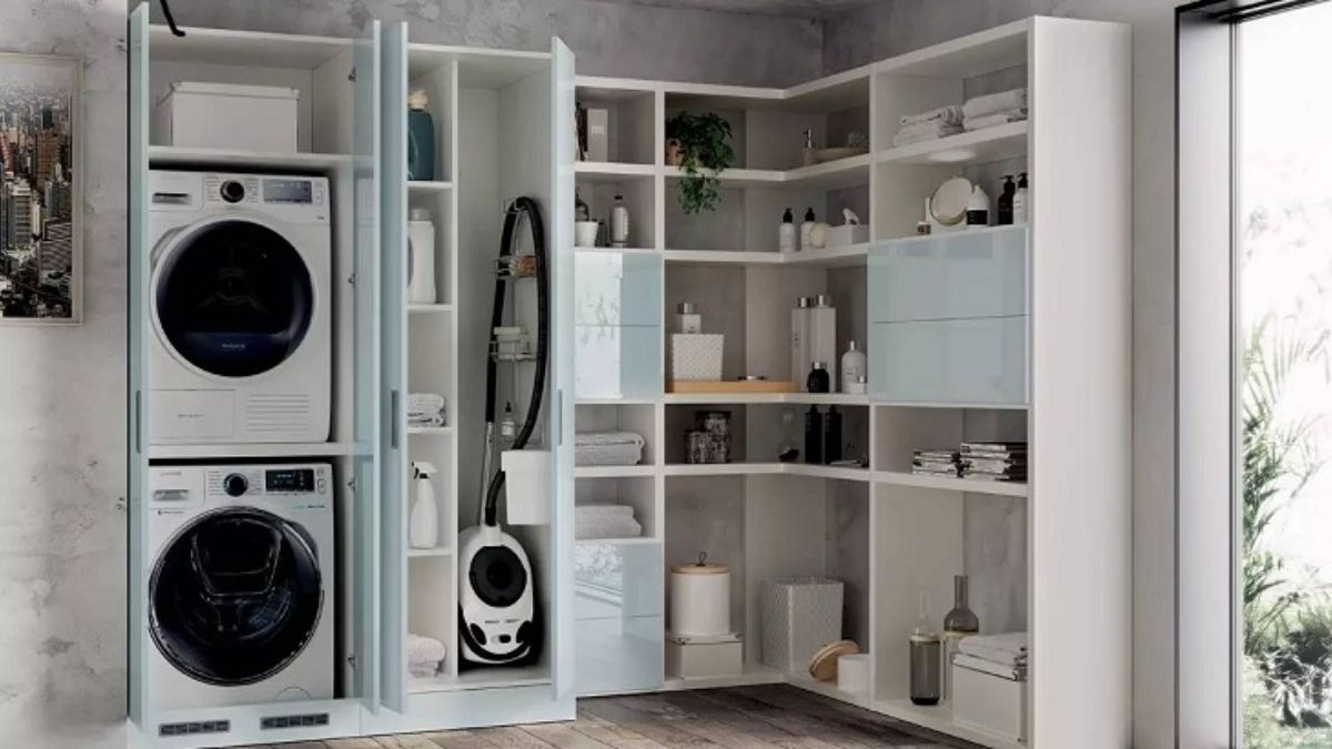 Cách đặt máy sấy trên máy giặt 1