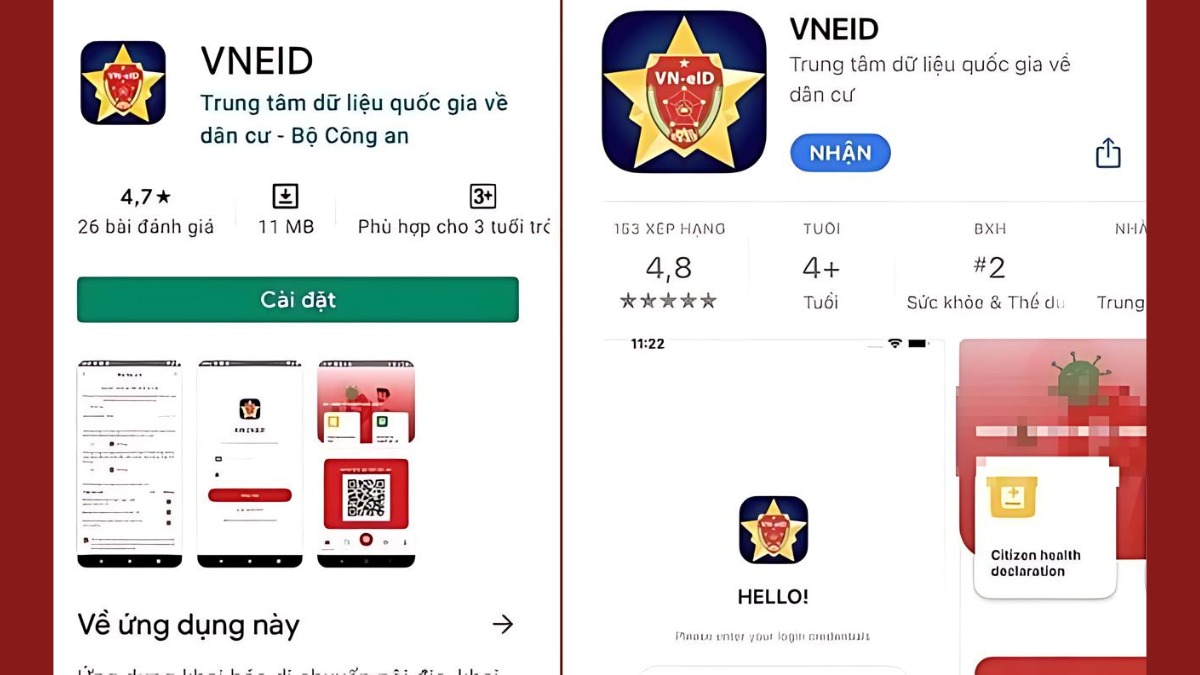 Tải App VneID trên điện thoại