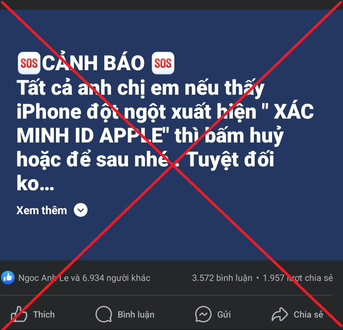 Cảnh báo “xác minh ID Apple” có thể hack tài khoản người dùng là không chính xác