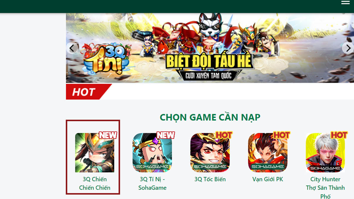 Hướng dẫn cách nhập code 3Q Chiến chiến chiến bước 1