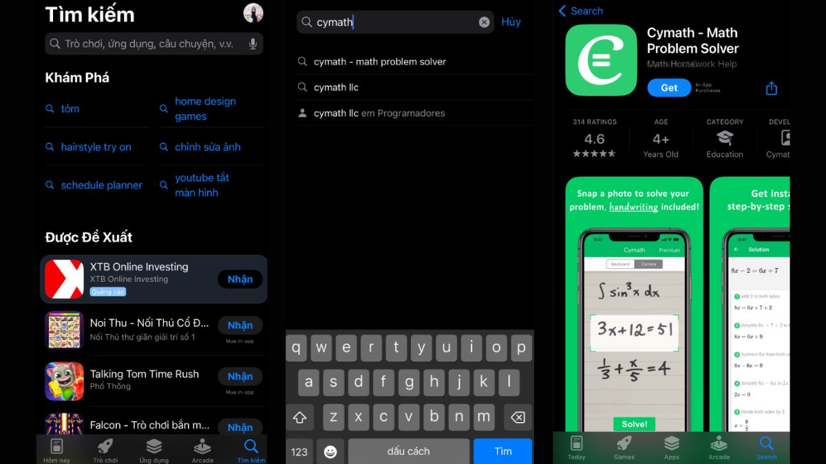 Hướng dẫn tải Cymath trên điện thoại IOS