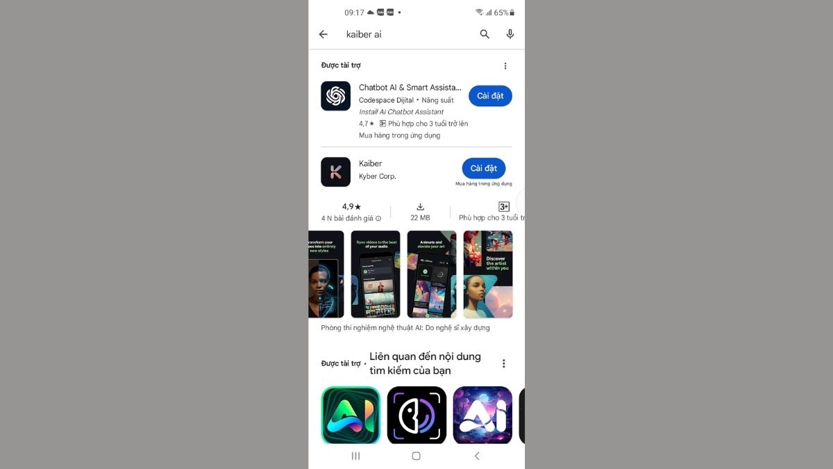 Tải Kaiber APK trên điện thoại Android bước 1