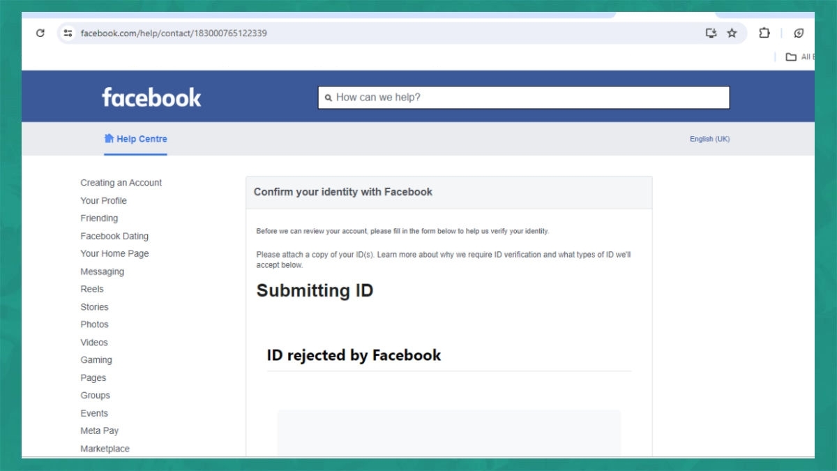 Cách khôi phục tài khoản Facebook bị khóa vĩnh viễn bước 1