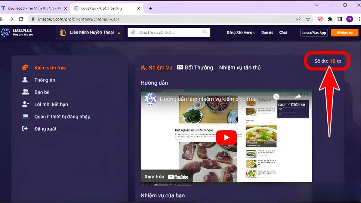 Cách nhận RP miễn phí trên LmssPlus bước 3