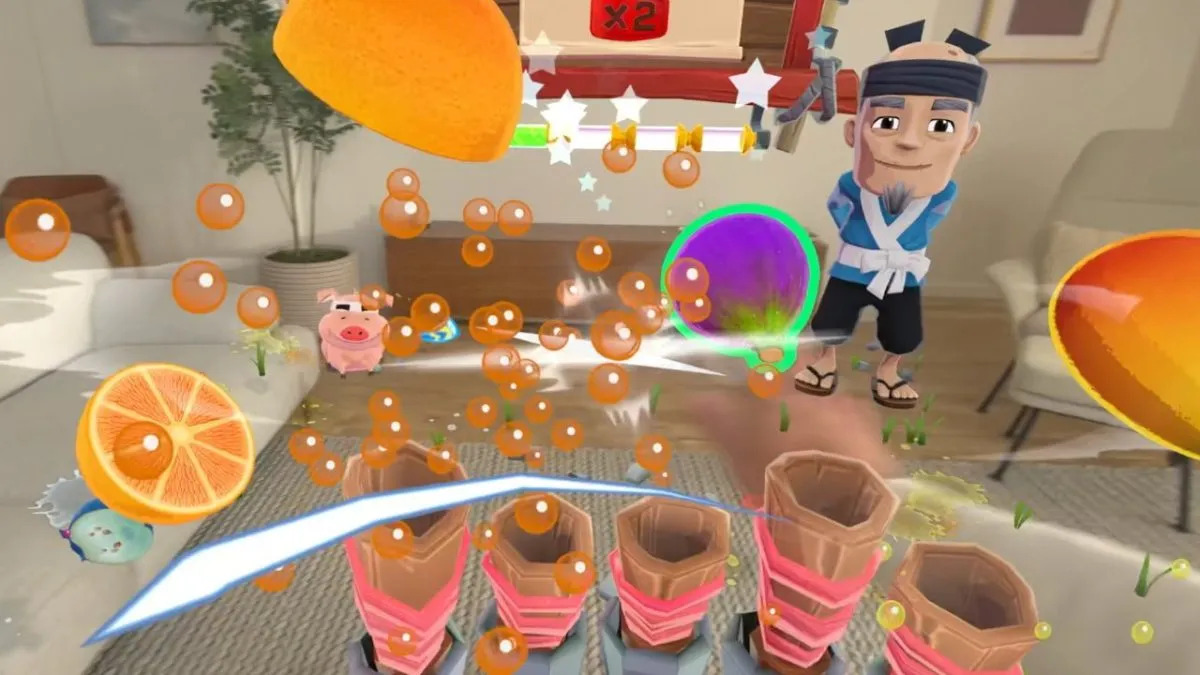 Chơi game Fruit Ninja bằng công nghệ thực tế ảo