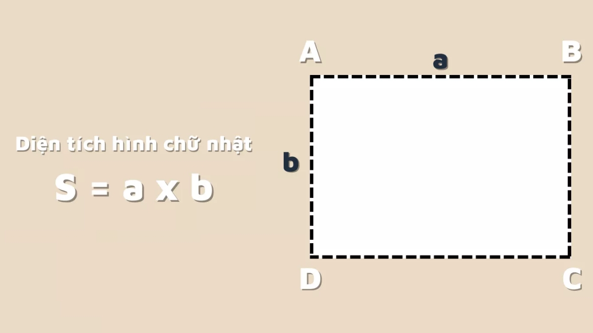 Công thức tính diện tích hình chữ nhật