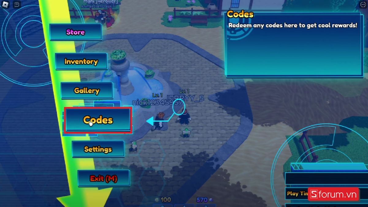 Cách nhập code Anime Switch bước 2