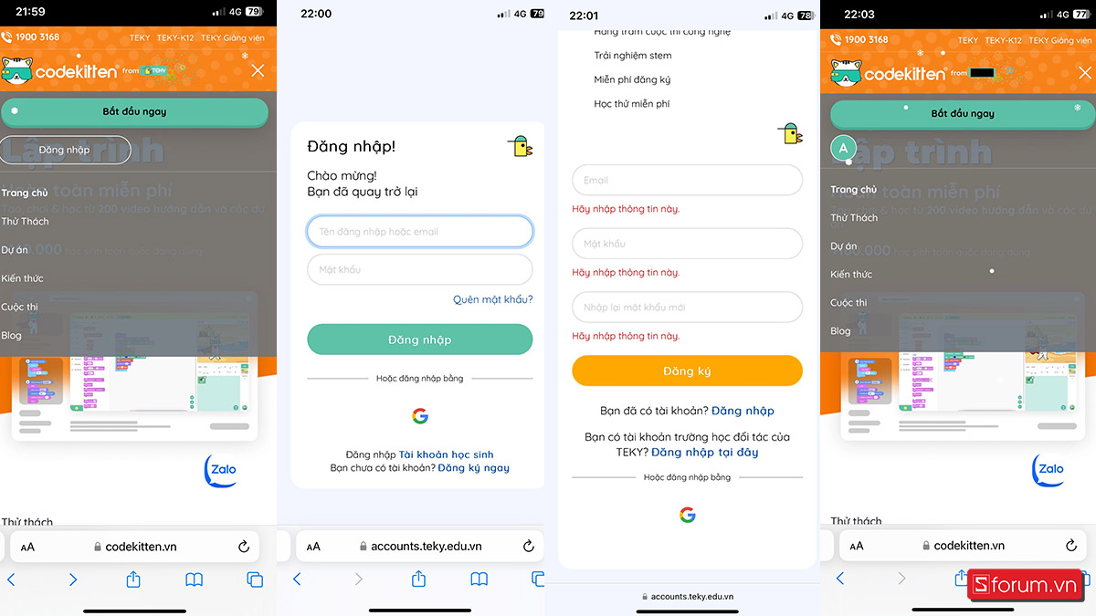Cách đăng ký tài khoản Codekitten